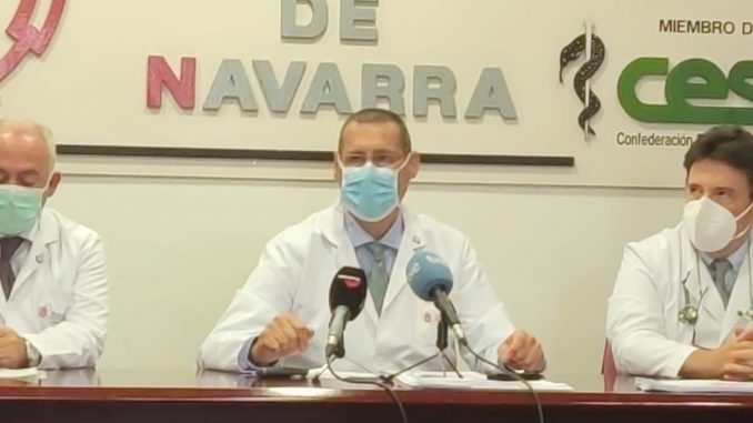 Momento de la rueda de prensa del Sindicato Médico de Navarra.