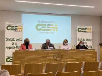 Momento de la rueda de prensa de CESM Murcia.