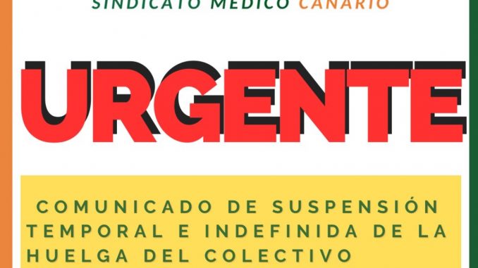 Comunicado de anuncio de suspensión de huelga de CESM Canarias.