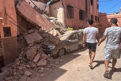 Un edificio derrumbado tras el terremoto en Marruecos.