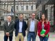 Rafael Reig, Miguel Lázaro, Víctor Pedrera y Laura Villaseñor a las puetas del Congreso.