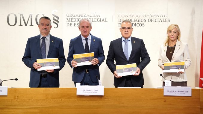 Presentación del estudio de demografía médica con Vicente Matas, Tomás Cobo, José María Rodríguez y Virginia Izura.