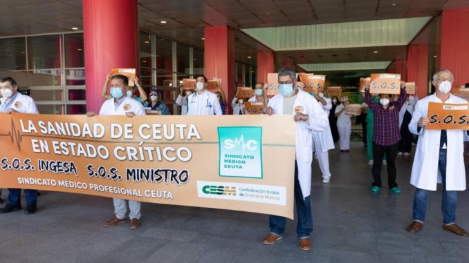 Manifestación del Sindicato Médico en el Hospital Universitario.