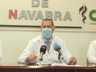 Momento de la rueda de prensa del Sindicato Médico de Navarra.