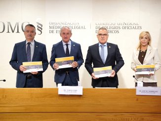 Presentación del estudio de demografía médica con Vicente Matas, Tomás Cobo, José María Rodríguez y Virginia Izura.