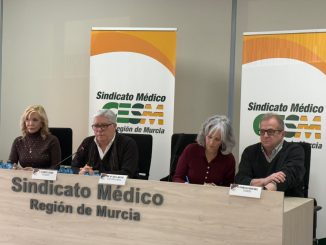 Momento de la rueda de prensa de CESM Murcia.