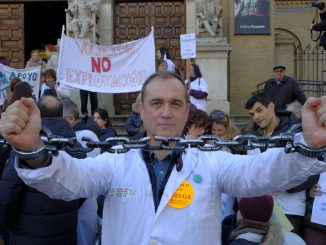 Manifestación de médicos y facultativos el pasado 20 de febrero en Zaragoza.