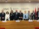 El secretario general de CESM, Víctor Pedrera (derecha) junto al responde representantes de la rueda de prensa en OMC.